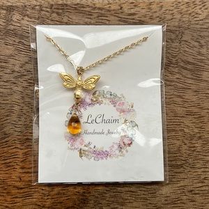 LeChaim Bee Drop Gold Necklace NEW IN PACKAGE